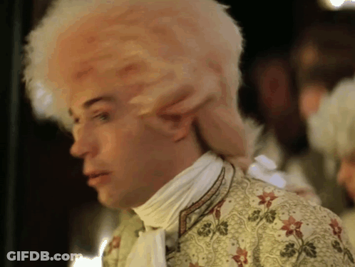 Man In Wig And Floral White Shirt GIF