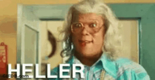 Man In Wig And Glasses At Door With Heller GIF