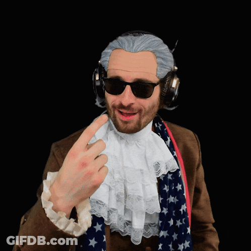 Man In Wig And Headphones Giving Middle Finger GIF