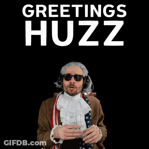 Man In Wig And Headphones Greeting Huzz GIF