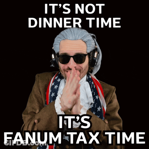 Man In Wig And Headphones Saying It's Not Dinner Time It's Fanum Tax Time GIF