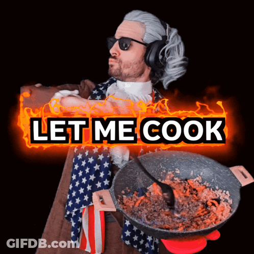 Man In Wig And Headphones Saying Let Me Cook GIF
