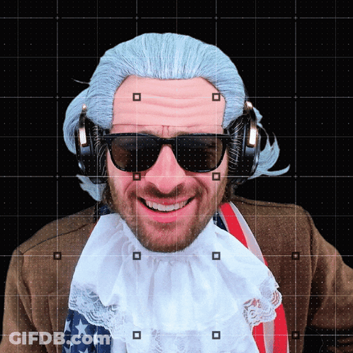 Man In Wig And Headphones Smiling GIF