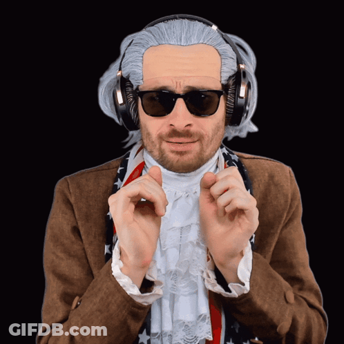 Man In Wig And Headphones With Letter J On Face GIF