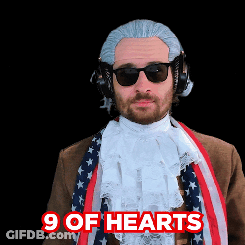 Man In Wig And Sunglasses 9 Of Hearts GIF