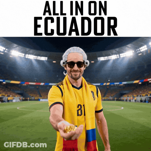 Man In Wig And Sunglasses All In On Ecuador GIF