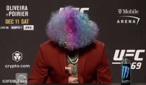 Man In Wig And Sunglasses At T-Mobile Arena GIF