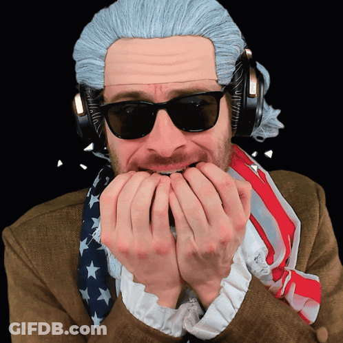 Man In Wig And Sunglasses Covering Mouth GIF