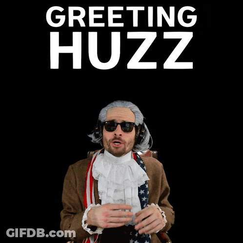 Man In Wig And Sunglasses Greetings Huzz Sign GIF