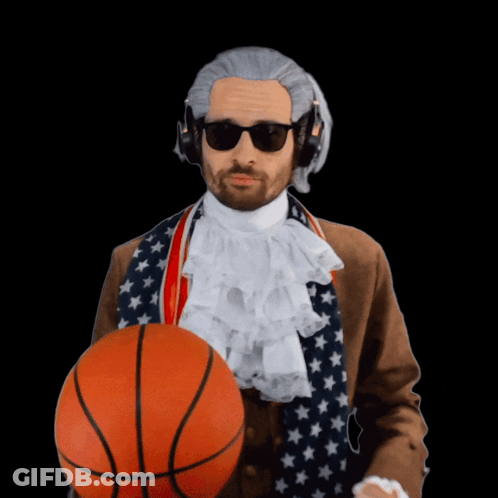 Man In Wig And Sunglasses Holding Basketball GIF