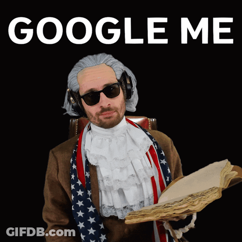 Man In Wig And Sunglasses Holding Book GIF