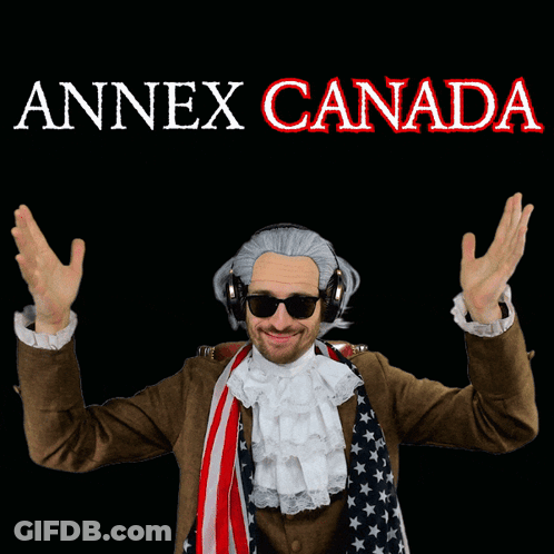 Man In Wig And Sunglasses In Front Of Annex Canada Sign GIF
