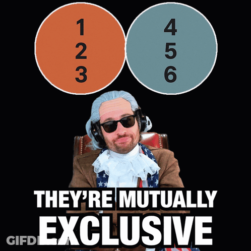 Man In Wig And Sunglasses In Front Of Mutually Exclusive Circles GIF