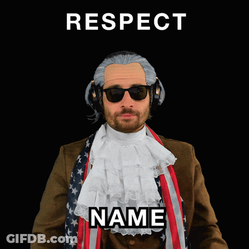 Man In Wig And Sunglasses In Front Of Respect Name Sign GIF