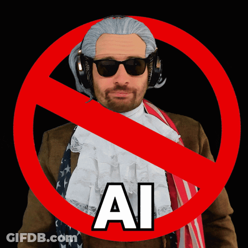 Man In Wig And Sunglasses In Red Circle Saying AI GIF