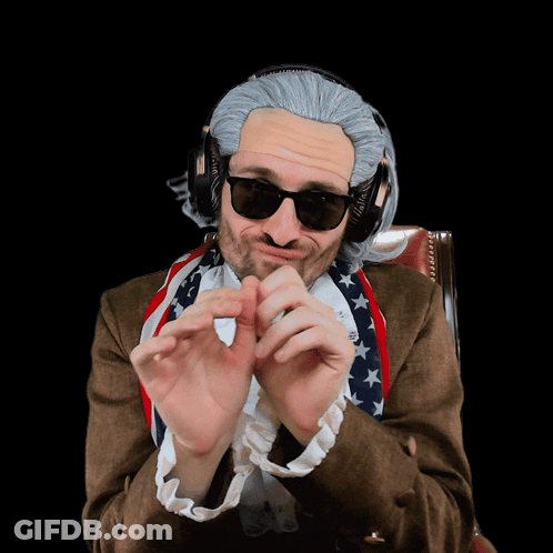 Man In Wig And Sunglasses Making Peace Sign GIF