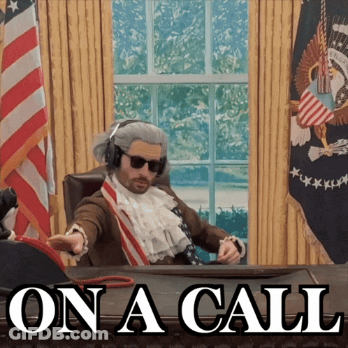 Man In Wig And Sunglasses On Call GIF