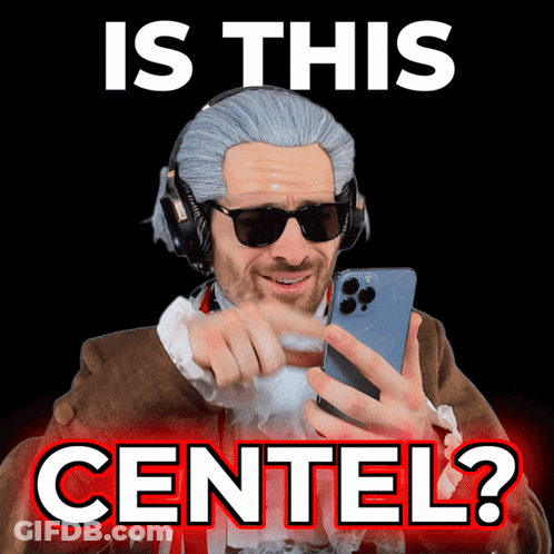 Man In Wig And Sunglasses Pointing At Phone Is This Centel GIF