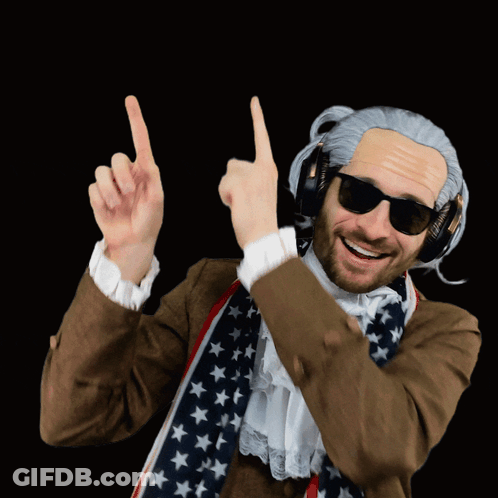 Man In Wig And Sunglasses Pointing Up GIF