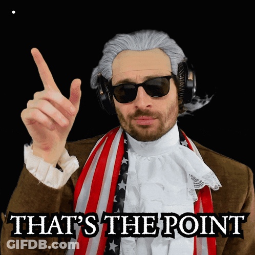 Man In Wig And Sunglasses Pointing Up GIF