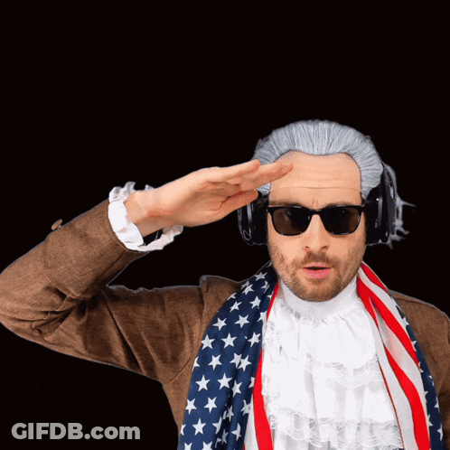Man In Wig And Sunglasses Saluting GIF