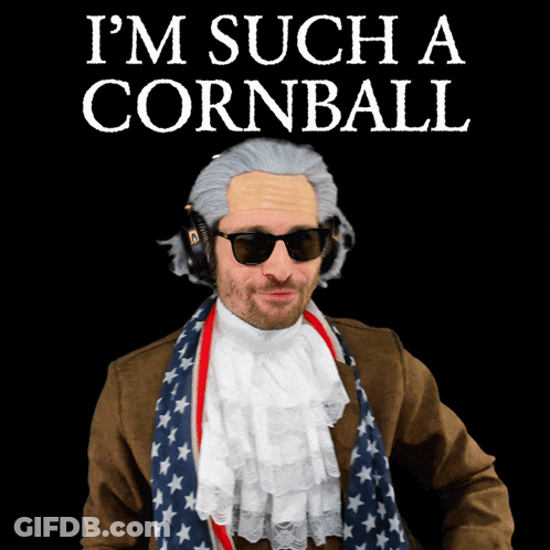 Man In Wig And Sunglasses Saying I'm Such A Cornball GIF