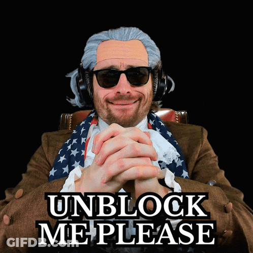 Man In Wig And Sunglasses Saying Unblock Me Please GIF
