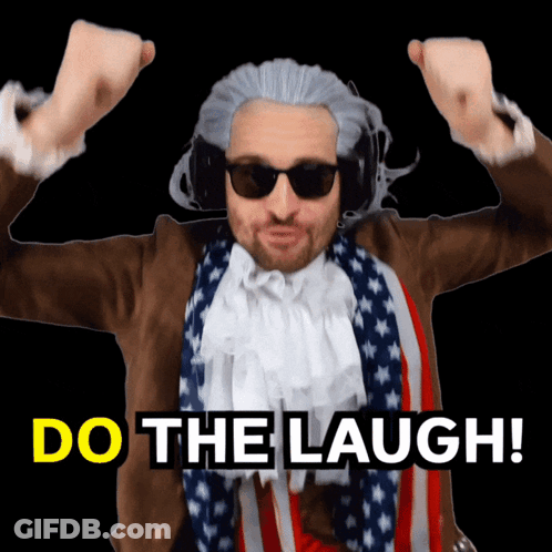 Man In Wig And Sunglasses Says Do The Laugh GIF