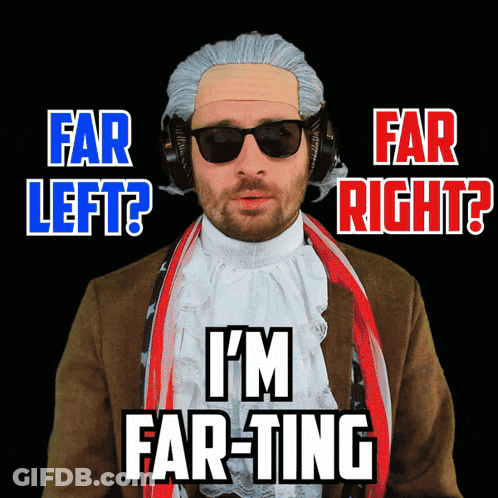 Man In Wig And Sunglasses Says Far Left And Far Right GIF