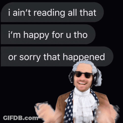 Man In Wig And Sunglasses Says I Ain 'T Reading All That I 'M Happy For U Tho GIF
