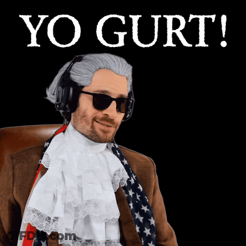 Man In Wig And Sunglasses Says Yo Gurt GIF