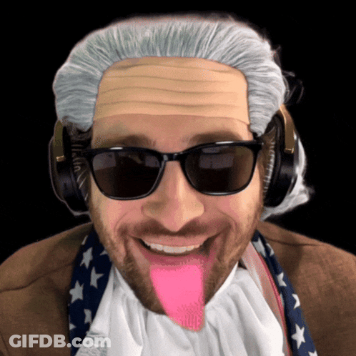 Man In Wig And Sunglasses Sticking Out Pink Tongue GIF
