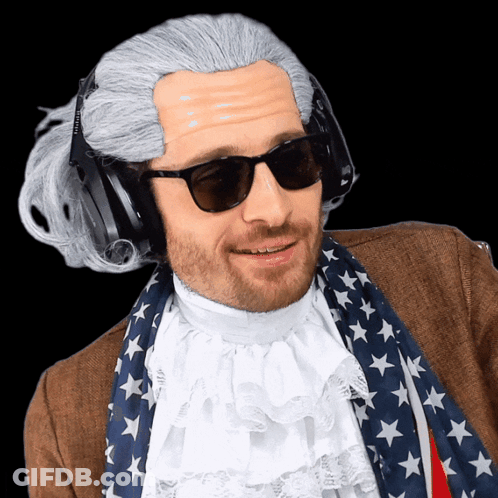 Man In Wig And Sunglasses With Headset GIF