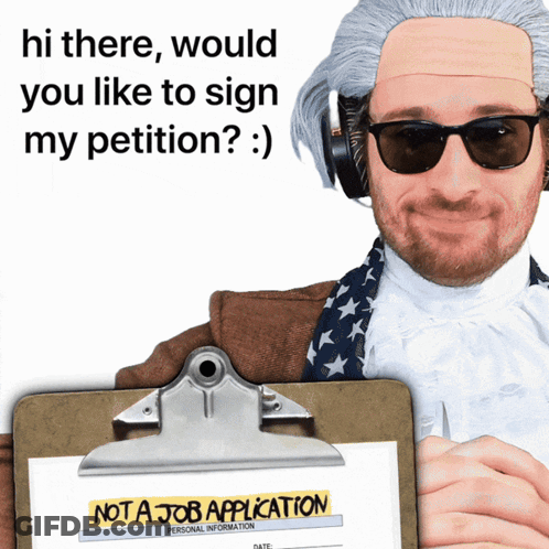 Man In Wig Holding Clipboard Saying Not A Job Application GIF