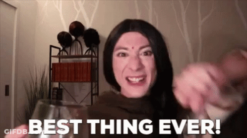 Man In Wig Holding Wine Saying Best Thing Ever GIF