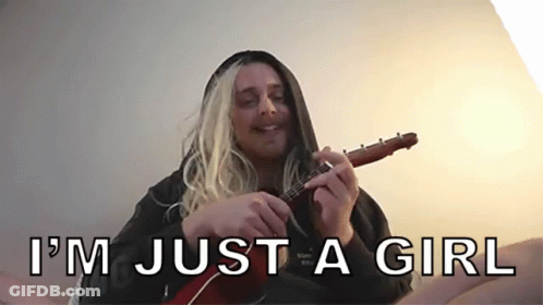 Man In Wig Playing Guitar I'm Just A Girl GIF