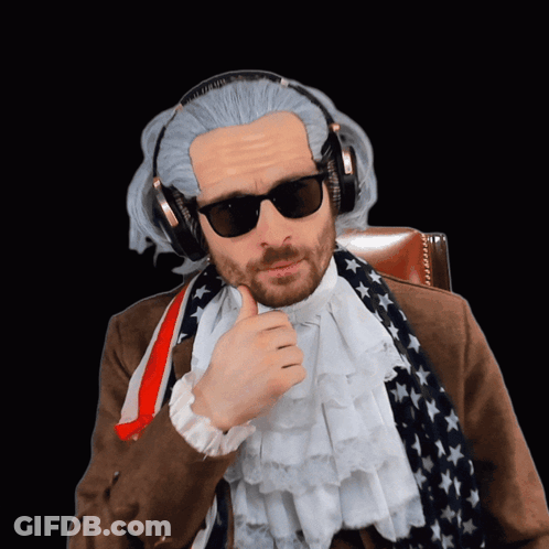 Man In Wig Sunglasses And Headphones Thumbs Up GIF