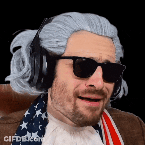 Man In Wig Sunglasses And Headphones GIF