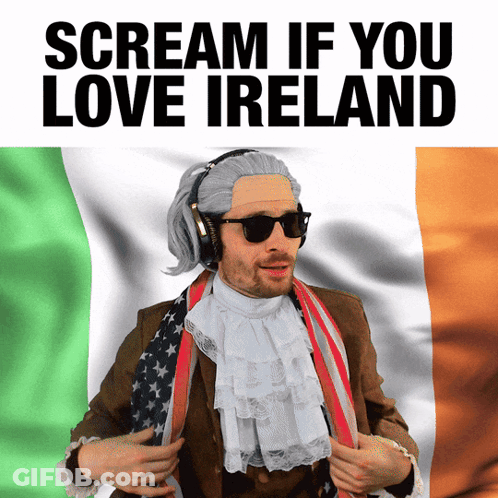 Man In Wig Sunglasses Irish Flag Scream If You Love Ireland GIF