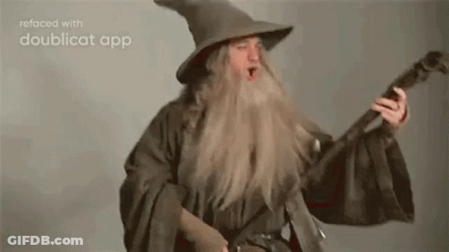 Man In Wizard Costume Holding Guitar GIF