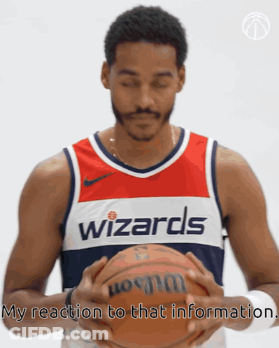 Man In Wizards Jersey Holding Basketball GIF
