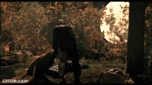Man In Woods With Full Moon GIF