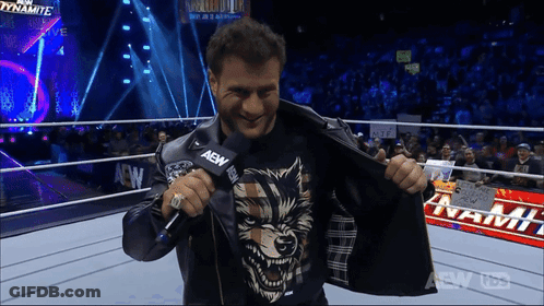 Man In Wrestling Ring Holding AEW Microphone GIF