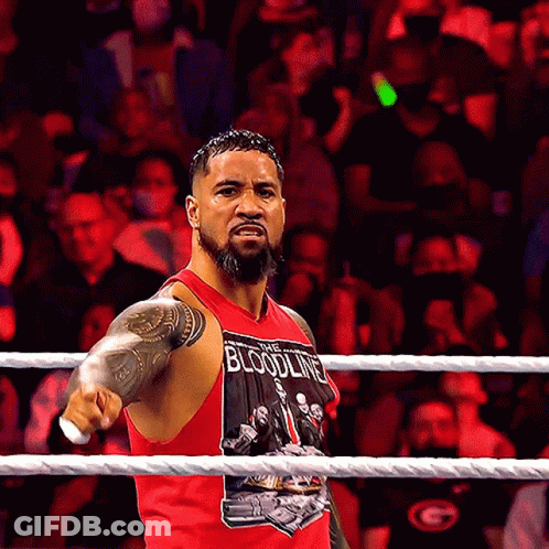 Man In Wrestling Ring Red Tank Top Bloodline GIF
