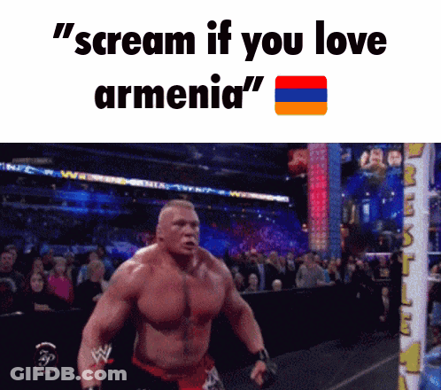 Man In Wrestling Ring Scream If You Love Armenia GIF