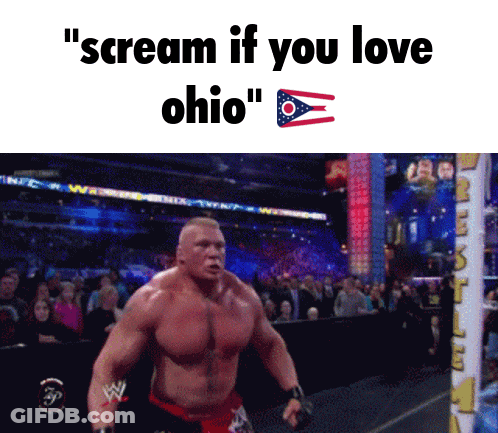 Man In Wrestling Ring Scream If You Love Ohio GIF