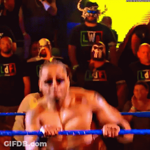 Man In Wrestling Ring Wearing LWF Shirt GIF