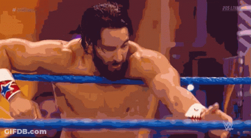 Man In Wrestling Ring With 205 Live GIF
