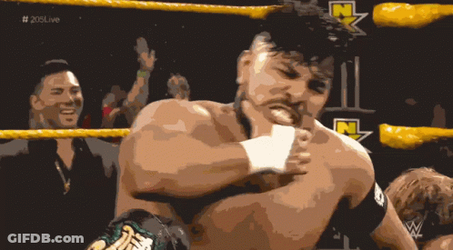 Man In Wrestling Ring With #205Live GIF