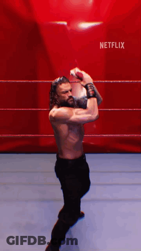 Man In Wrestling Ring With Netflix Logo GIF